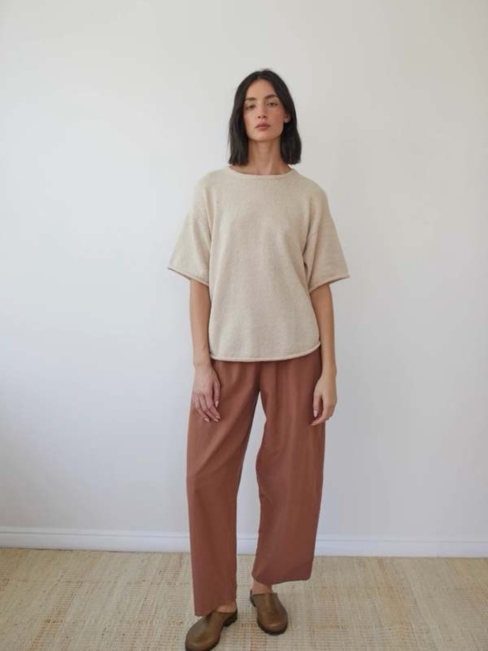 Wol Hide Boucle Tee in Almond
